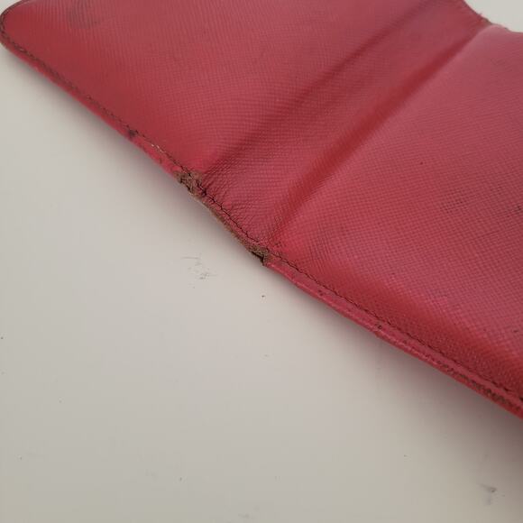 PRADA Authentic Leather Logo Wallet Pink Saffiano Trifold Compact Card Bill - Picture 13 of 16